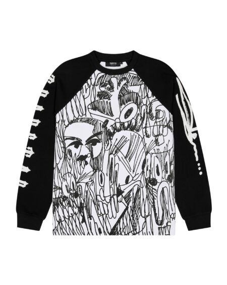 TRAPSTAR X SLAWN WAFFLE LS TOP – BLACK/WHITE