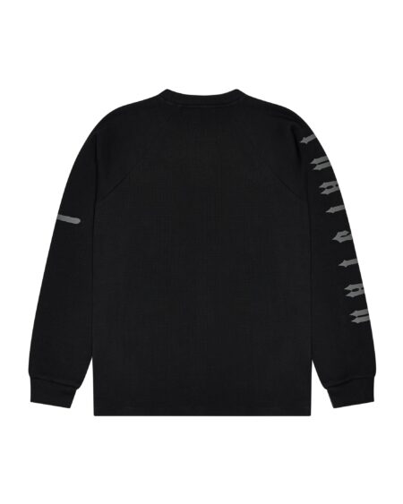 TRAPSTAR X SLAWN WAFFLE LS TOP – BLACK/REFLECTIVE