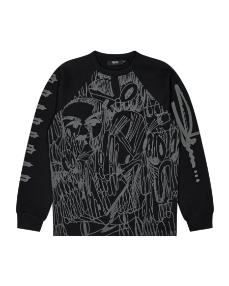 TRAPSTAR X SLAWN WAFFLE LS TOP – BLACK/REFLECTIVE