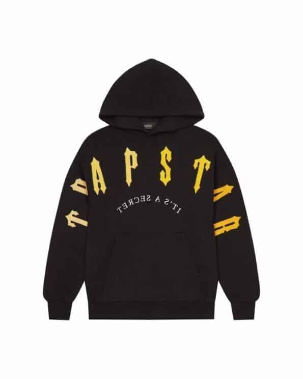 TRAPSTAR IRONGATE ARCH CHENILLE HOODIE - BLACK/YELLOW
