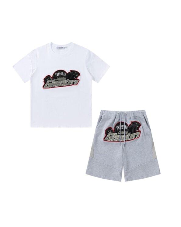 TRAPSTAR SHOOTERS SHORT SET – WHITE-GREY